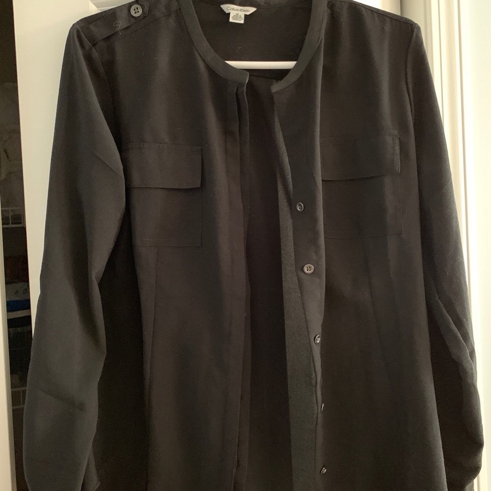 Calvin Klein black button down blouse size medium.